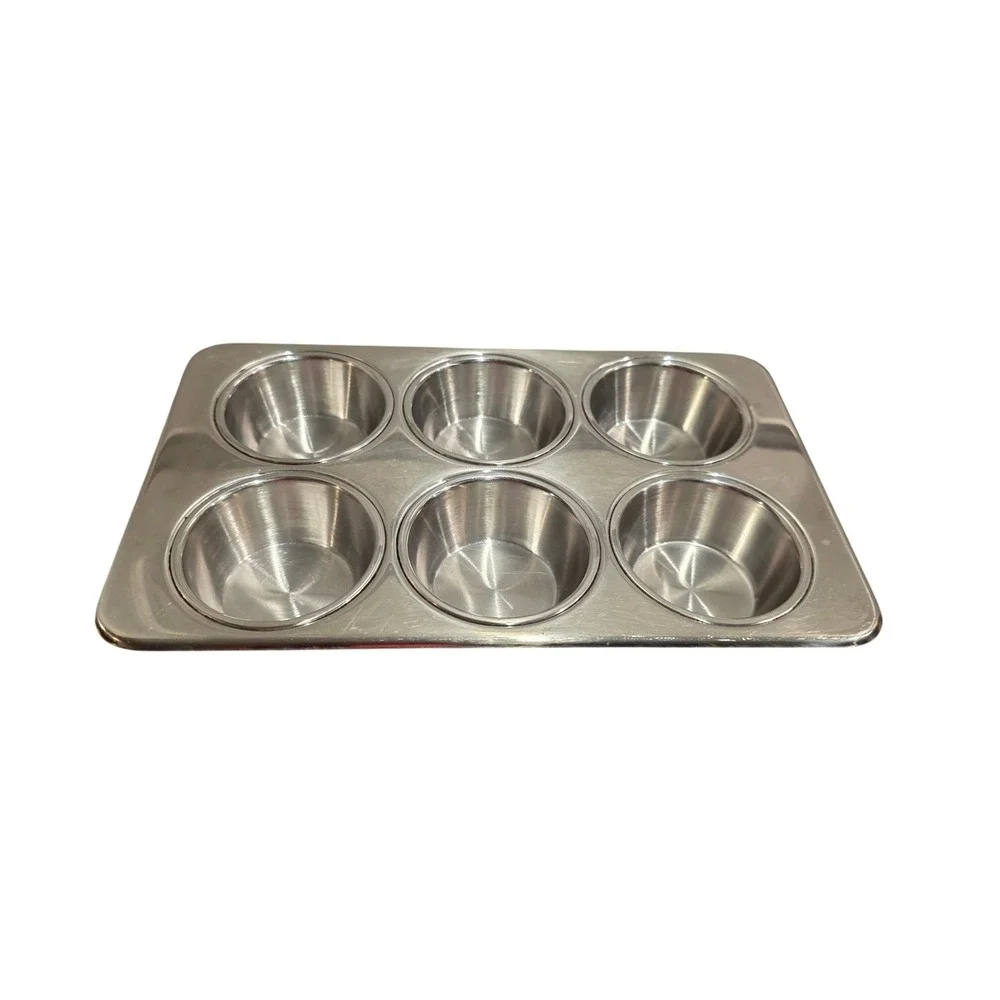 Vintage Revere Ware Stainless Steel 6 Cup Muffin Pan, Cupcake Tin #2516